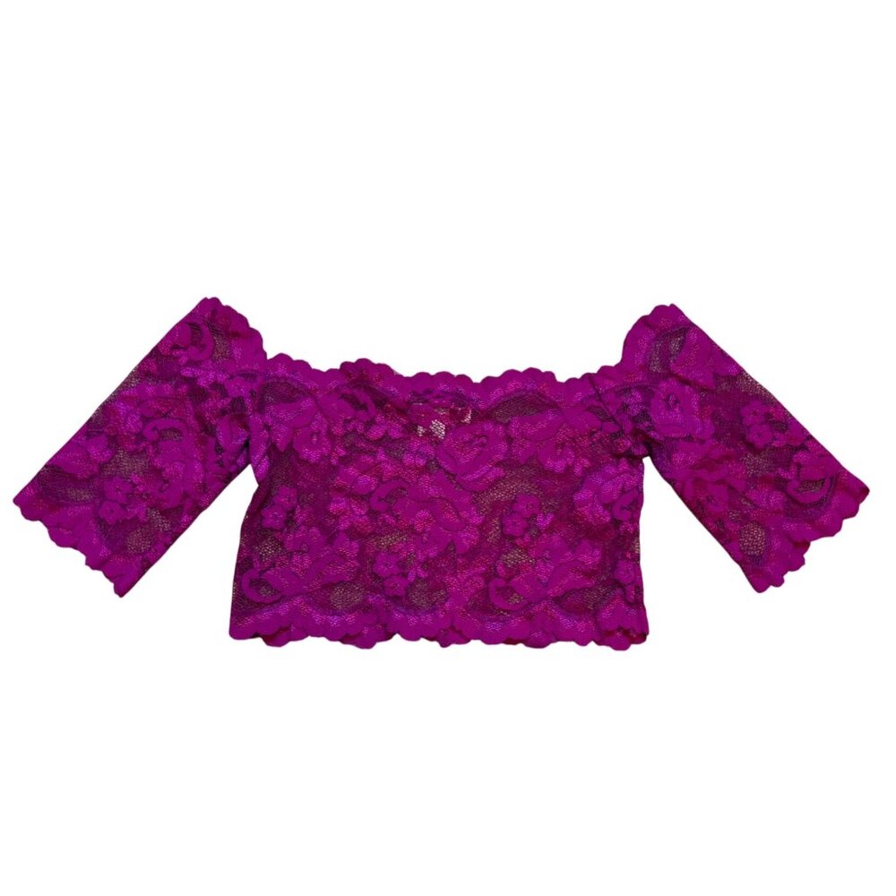 Rare Vintage Victoria's Secret Intimates Purple Lace Off-Shoulder Crop Top